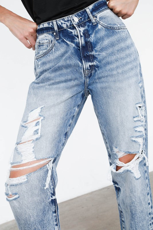 Ripped Boyfriend Jeans LIGHT by Denim Lab USA | Fleurcouture