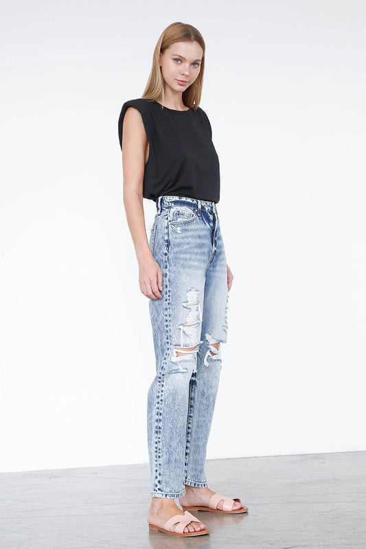 Ripped Boyfriend Jeans LIGHT by Denim Lab USA | Fleurcouture