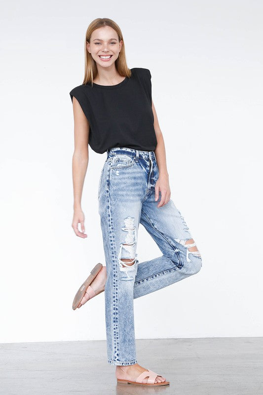 Ripped Boyfriend Jeans LIGHT by Denim Lab USA | Fleurcouture