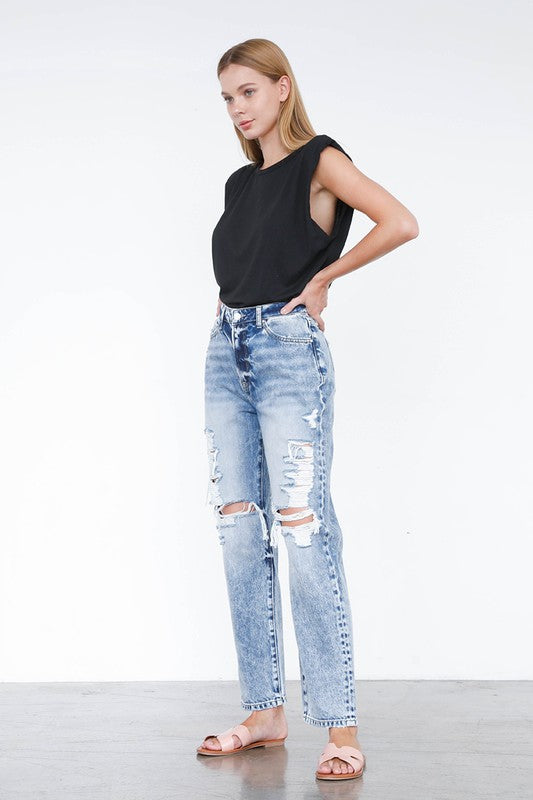 Ripped Boyfriend Jeans LIGHT by Denim Lab USA | Fleurcouture