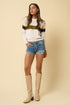 Ripped Button Down Denim Shorts MEDIUM S by Denim Lab USA | Fleurcouture