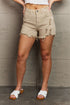 RISEN Katie Full Size High Waisted Distressed Shorts in Sand Sand S Shorts by Trendsi | Fleurcouture