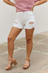 RISEN Lily High Waisted Distressed Shorts White S by Trendsi | Fleurcouture