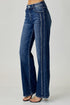 RISEN Mid Rise Straight Jeans Dark 0 Bottoms by Trendsi | Fleurcouture