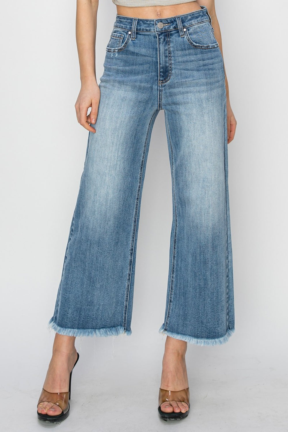 RISEN Raw Hem Cropped Wide Leg Jeans Medium 0(24) Women&