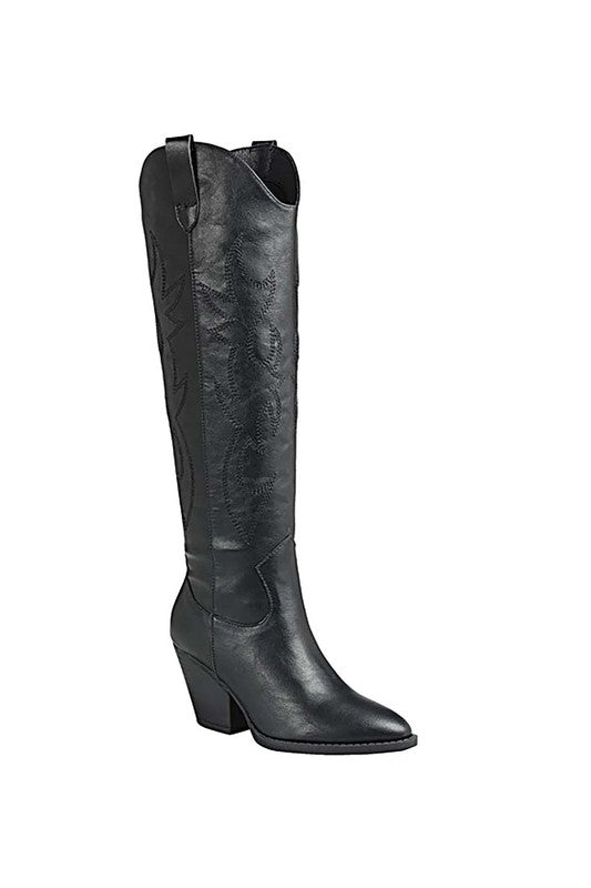 RIVER-17-KNEE HIGH WESTERN BOOT BLACK 6.5 by Let&