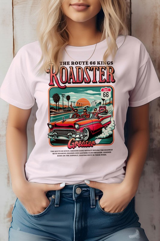 Roadster Royalty, Retro Vintage Graphic Tee Soft Pink S by Rebel Stitch | Fleurcouture