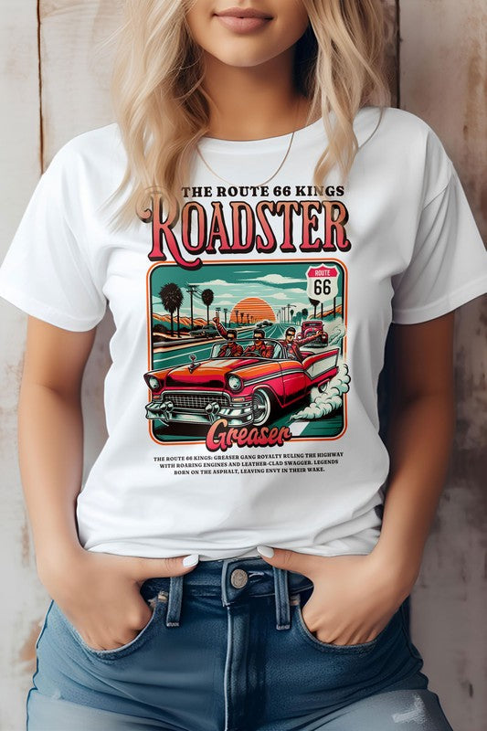 Roadster Royalty, Retro Vintage Graphic Tee White S by Rebel Stitch | Fleurcouture