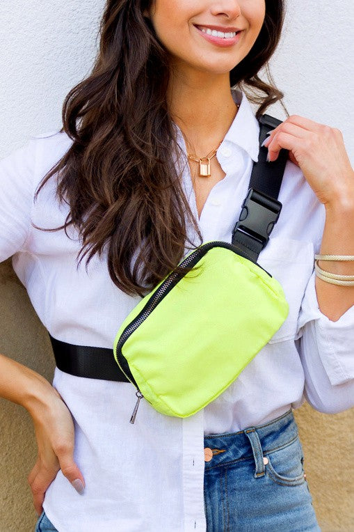 Roam Nylon Belt Sling Bag Neon Lime OneSize by Aili&