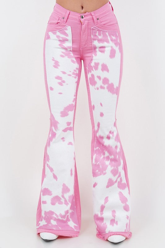 Rodeo Bell Bottom Jean in Pink- Inseam 32&quot; Pink 3 by GJG Denim | Fleurcouture