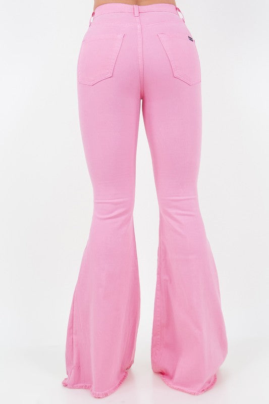 Rodeo Bell Bottom Jean in Pink- Inseam 32&quot; Pink by GJG Denim | Fleurcouture