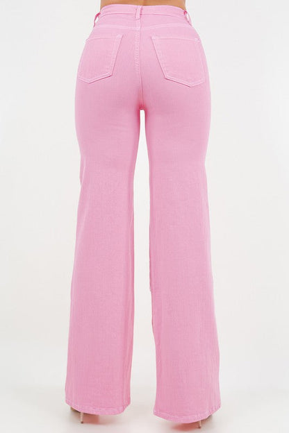 Rodeo Wide Leg Jean in Pink Pink by GJG Denim | Fleurcouture