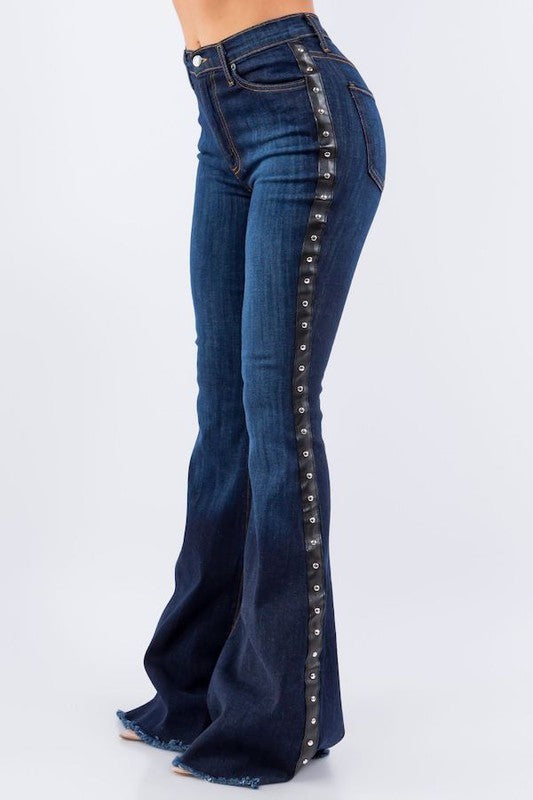 Ropin Bell Bottom Jean in Dark Wash dark blue 11 by GJG Denim | Fleurcouture