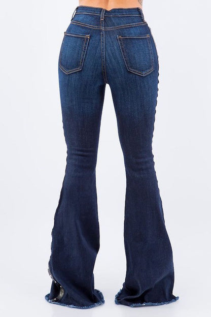 Ropin Bell Bottom Jean in Dark Wash dark blue by GJG Denim | Fleurcouture