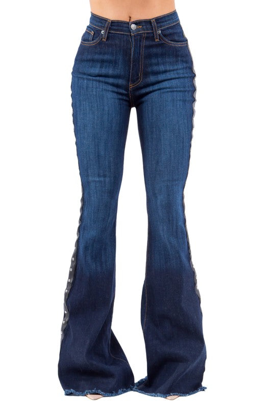 Ropin Bell Bottom Jean- Inseam 32 dark BLUE by GJG Denim | Fleurcouture