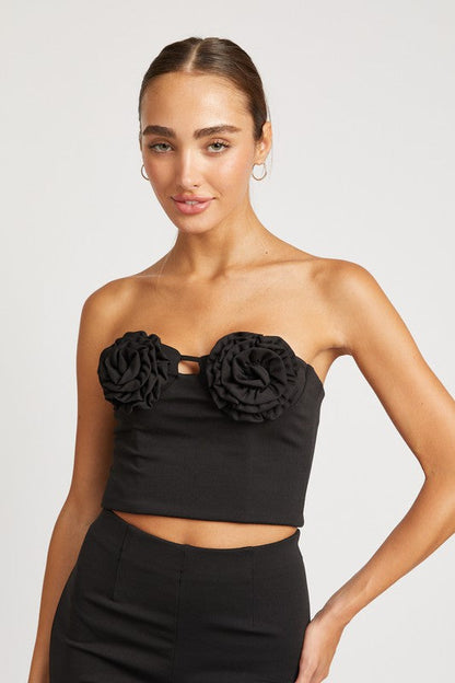 ROSETTE BUSTIER TOP CREAM by Emory Park | Fleurcouture