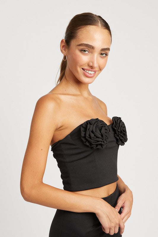 ROSETTE BUSTIER TOP CREAM by Emory Park | Fleurcouture