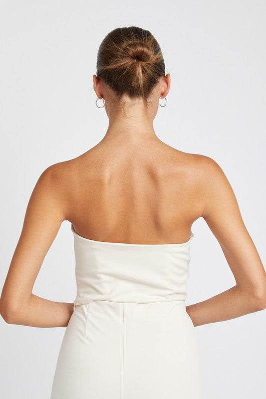 ROSETTE BUSTIER TOP CREAM by Emory Park | Fleurcouture