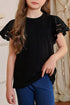 Round Neck Flutter Sleeve T-Shirt Black S Kids Couture by Trendsi | Fleurcouture