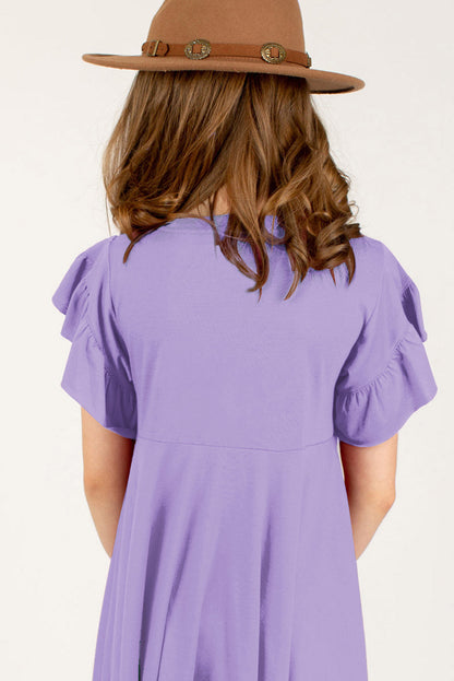 Round Neck Petal Sleeve Dress Kids by Trendsi | Fleurcouture