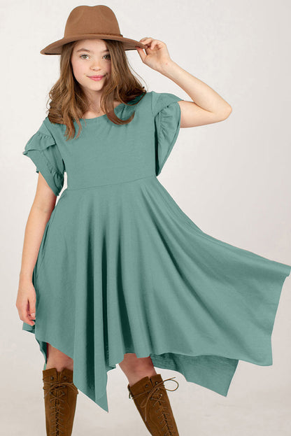 Round Neck Petal Sleeve Dress Kids by Trendsi | Fleurcouture