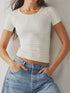 Round Neck Short Sleeve T-Shirt White S Tops by Trendsi | Fleurcouture