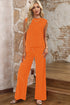 Round Neck Sleeveless Top and Pants Set Tangerine S by Trendsi | Fleurcouture