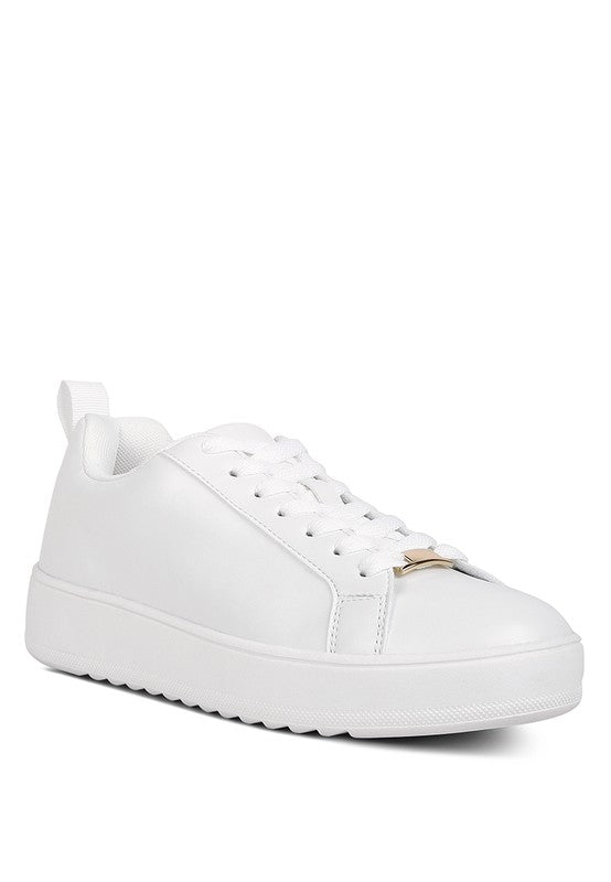 Rouxy Faux Leather Sneakers White 5 by Rag Company | Fleurcouture