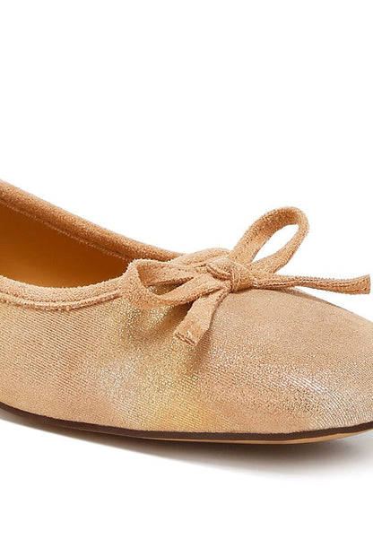 Rubyrose Suede Bow Embellished Ballerinas Beige by Rag Company | Fleurcouture