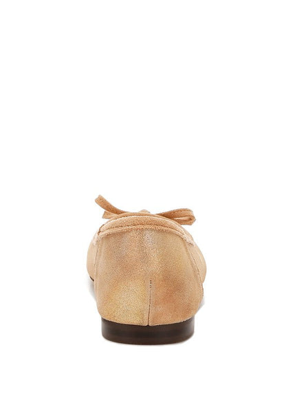 Rubyrose Suede Bow Embellished Ballerinas Beige by Rag Company | Fleurcouture