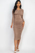 Ruched Long Sleeve Midi Dress by Fleurcouture | Fleurcouture