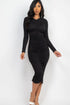 Ruched Long Sleeve Midi Dress by Fleurcouture | Fleurcouture