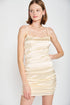 RUCHED SATIN SPAGHETTI STRAP MINI DRESS NATURAL S by Emory Park | Fleurcouture