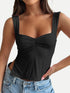 Ruched Sweetheart Neck Wide Strap Tank Black XS Women&