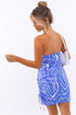 Ruched Tube Mini Dress BLUE-WHITE ABSTRACT S by LE LIS | Fleurcouture