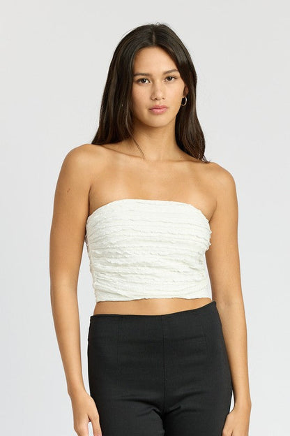 RUCHED TUBE TOP WHITE S by Emory Park | Fleurcouture