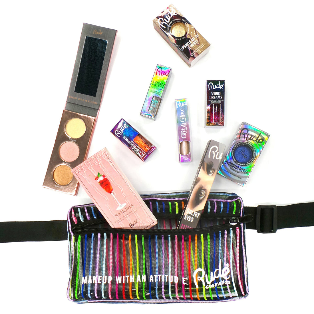 Rude Rainbow Fanny Pack Makeup Cases &amp; Bags by Rude Cosmetics | Fleurcouture