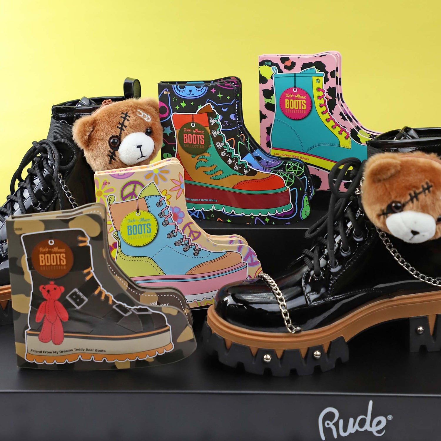 Rude x Koi Footwear Boots Collection - Friend From My Dreams Teddy Bear Boots Eye Shadow by Rude Cosmetics | Fleurcouture