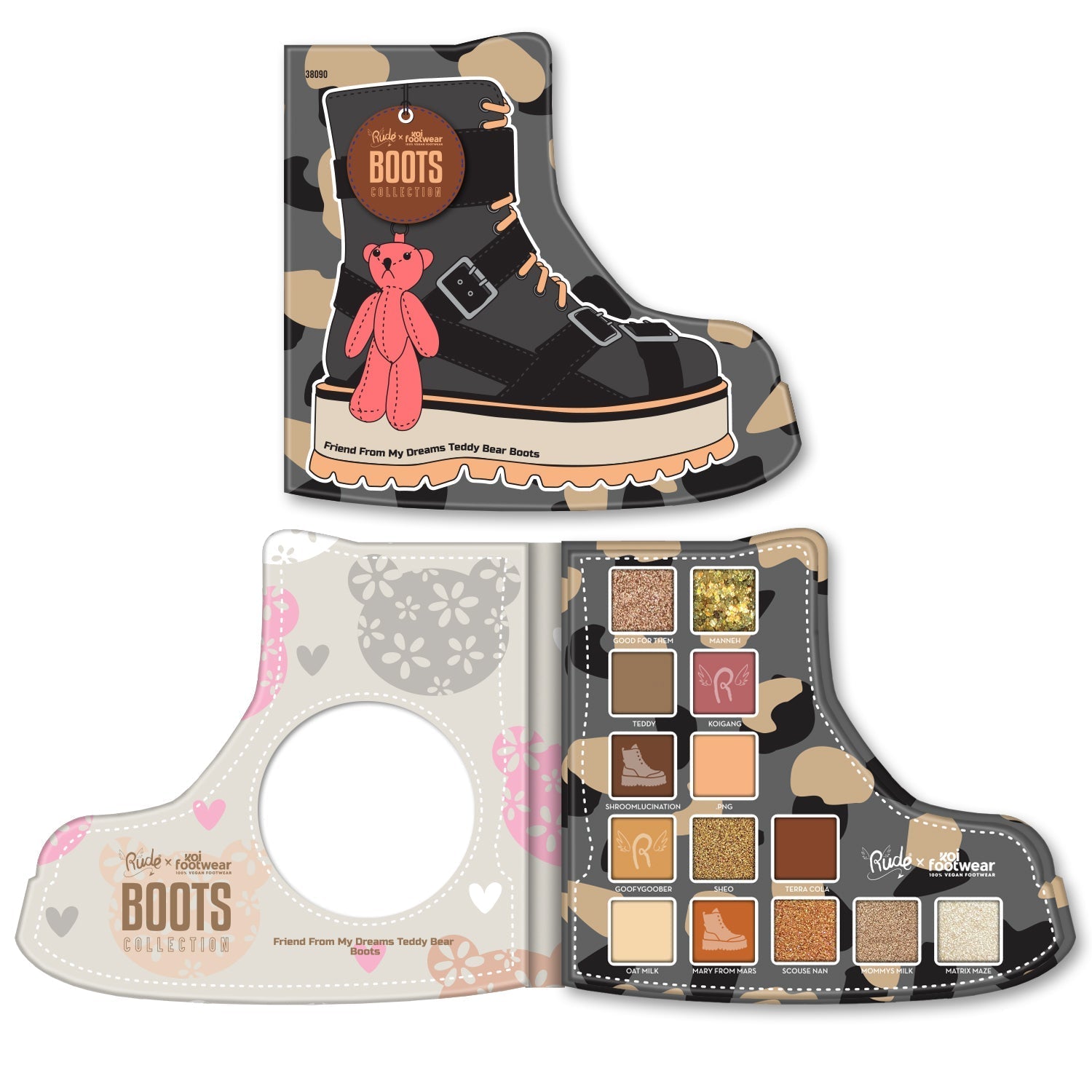 Rude x Koi Footwear Boots Collection - Friend From My Dreams Teddy Bear Boots Eye Shadow by Rude Cosmetics | Fleurcouture