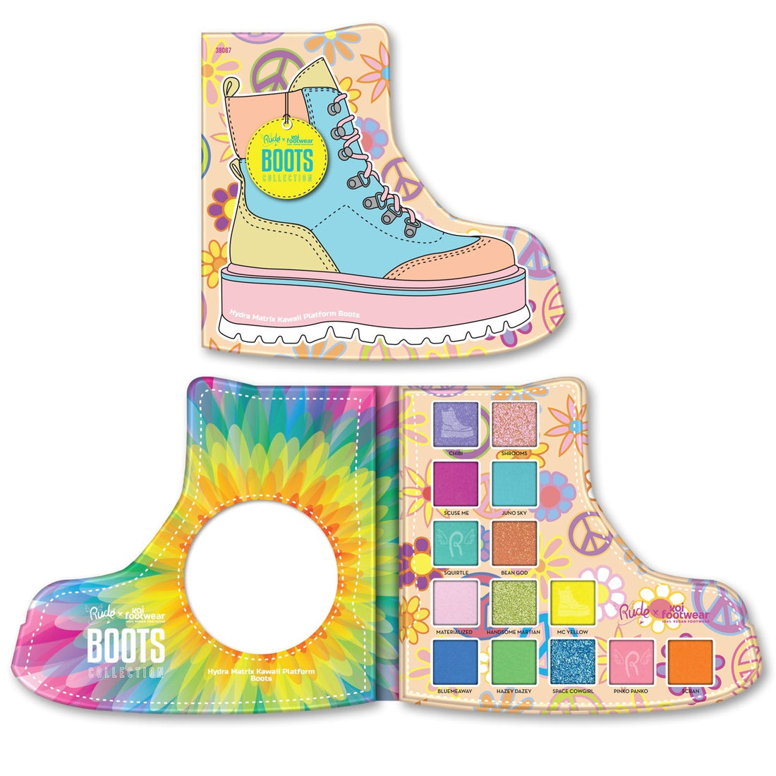 Rude x Koi Footwear Boots Collection - Hydra Matrix Kawaii Platform Boots Eye Shadow by Rude Cosmetics | Fleurcouture