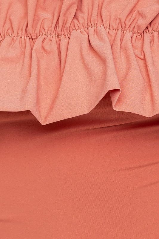 Ruffle Detail Bodysuit SALMON by LE LIS | Fleurcouture