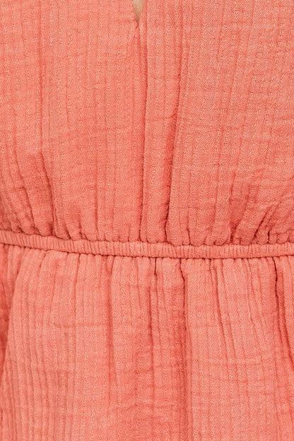 Ruffle Detail V-Shape Boning Dress DUSTY PEACH by LE LIS | Fleurcouture