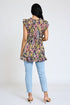 Ruffle floral leaf woven tunic top Navy S by EG fashion | Fleurcouture