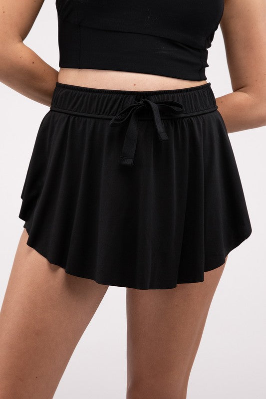 Ruffle Hem Tennis Skirt with Hidden Inner Pockets by ZENANA | Fleurcouture