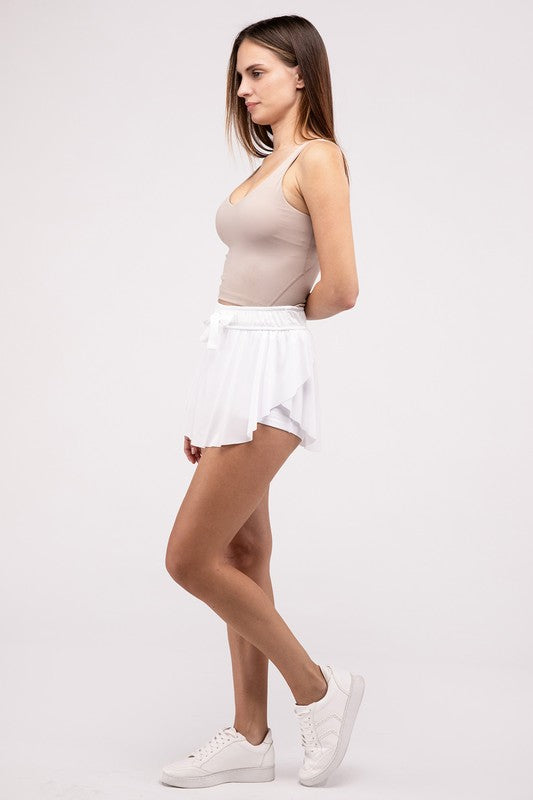 Ruffle Hem Tennis Skirt with Hidden Inner Pockets by ZENANA | Fleurcouture