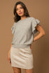 Ruffle Sleeve Knit Top H GREY S by Gilli | Fleurcouture