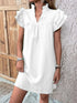 Ruffled Notched Cap Sleeve Mini Dress White S Women&