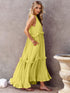 Ruffled Sleeveless Tiered Maxi Dress with Pockets Chartreuse S Dresses by Trendsi | Fleurcouture