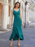 Ruffled Sweetheart Neck Fishtail Cami Dress Teal S Women&