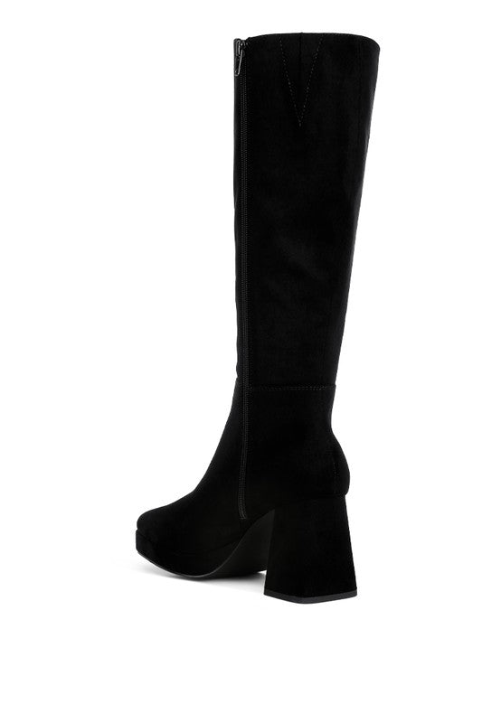 Ryo Calf-Length Micro Suede Boots BLACK by Rag Company | Fleurcouture